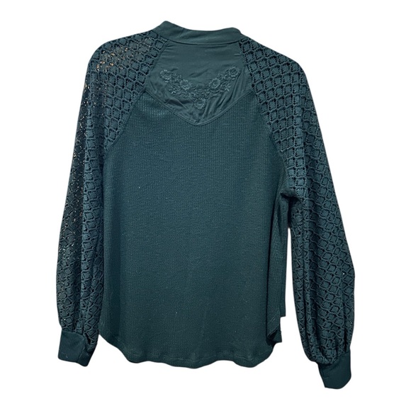 FREE PEOPLE Sweetest Thing Thermal Crochet Lace Top M - Picture 4 of 10